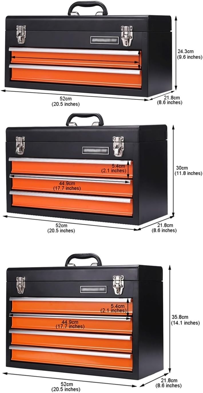 Storage Case Portable Drawer Tool Box Multipurpose Steel Toolbox/Chest Household Tools and Consumer Storage Metal Box for Tools Organization Organization(L)