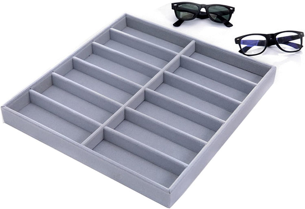 Stands Glasses Storage Organizer Gray 12 Grids Sunglasses Display Box Eyewear Display Glasses Stand Props Jewelry Organizer Tray Fashion Cases Eyeglasses Display Holder