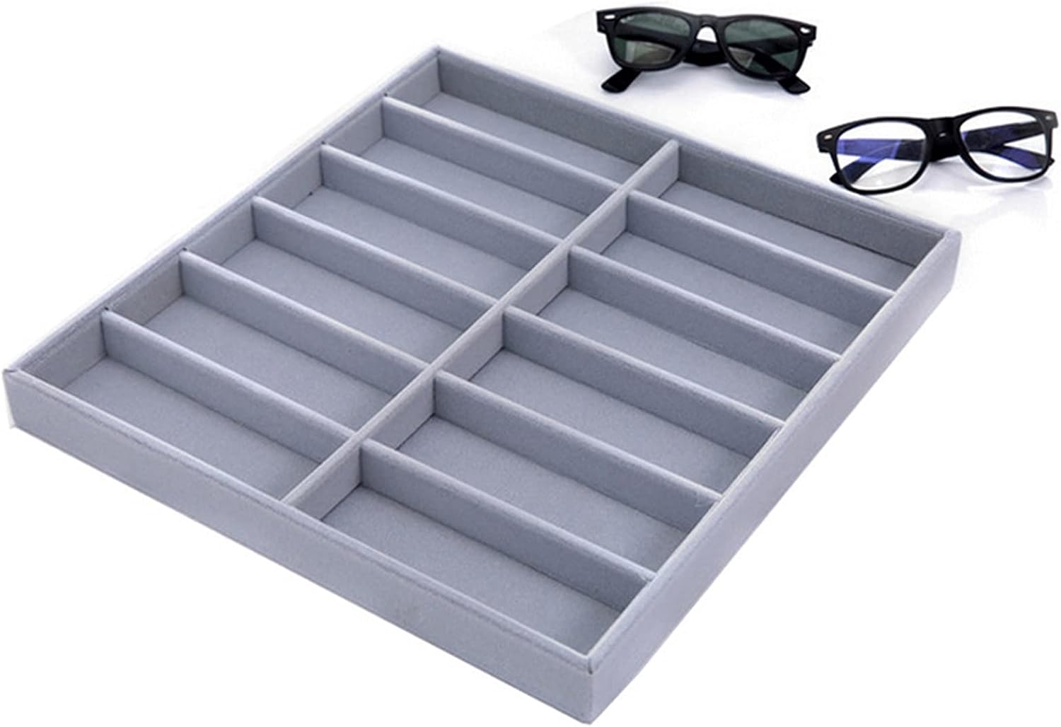 Gray 12 Grids Sunglasses Display Box Eyewear Display Glasses Stand Props Jewelry Organizer Tray Fashion Cases Sunglasses Display Stand