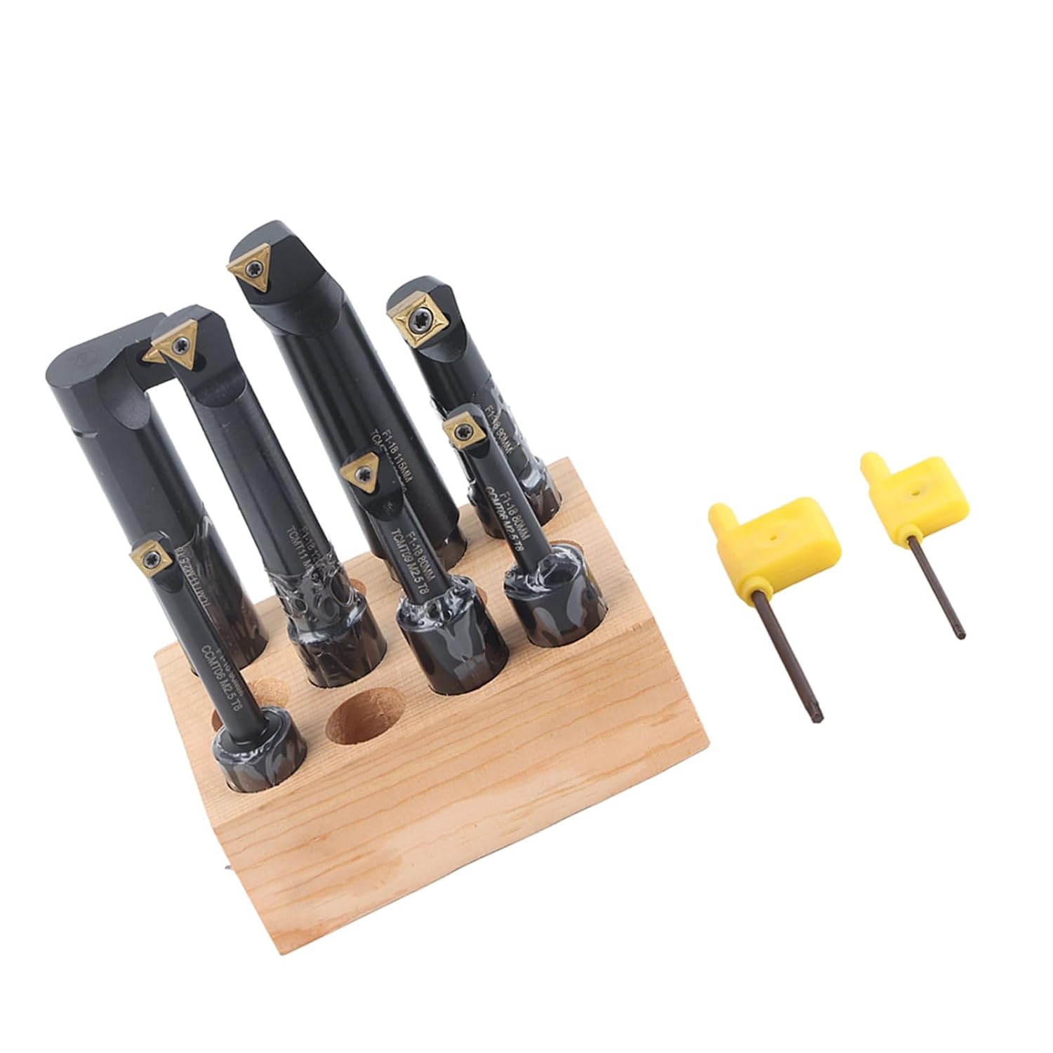 BRRNOO Boring Bar 7-Piece Indexable Cemented Carbide Round Shank End Mill Set 18mm for Turning Tools Holder F1-18