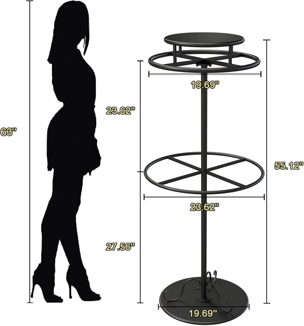 Round Clothes Rack, Childrens Clothing Display Circular Clothes Rack, Rotatable Black Tier Rack with Retail Display Table, Round Garment Rack Kids Clothing Display for Boutiques (BLACK, 55.1'/140cm)