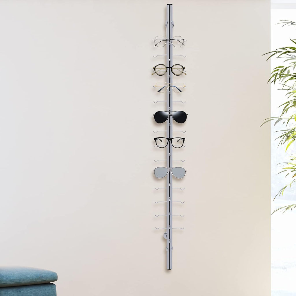 10 Pcs/Set Glasses Rack Eyeglass Frame Stand 4ft Hold 14 Frames Sunglasses Holder Organizer Storage Eyewear Glasses Display Stand Column Decorative Display Rod