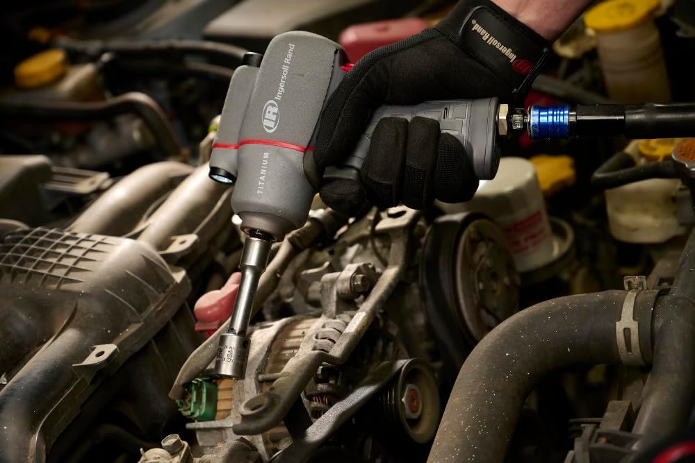 Ingersoll Rand 2115TiMAX 3/8' Air Impact Wrench, 300 ft-lbs Torque, Titanium Hammer Case, Friction Ring Retainer, Pistol