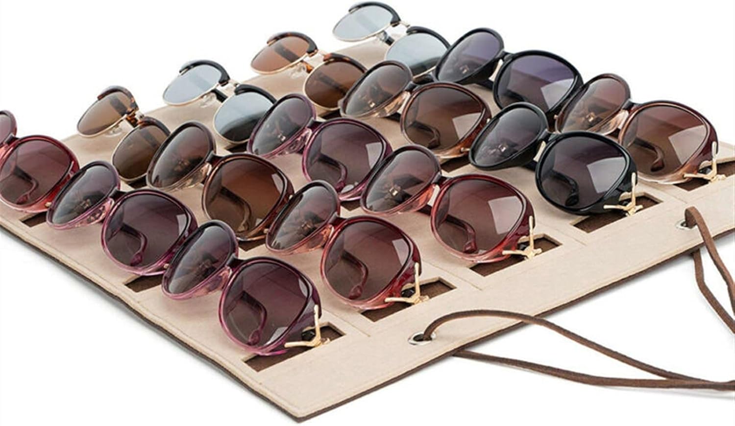 GRFIT Glasses Stand 15 Slots Eyeglasses Stand Holder for Sunglasses Glasses Storage Display Hanging Bag Wall Pocket Storage Box Organizer Eyewear Display Stand