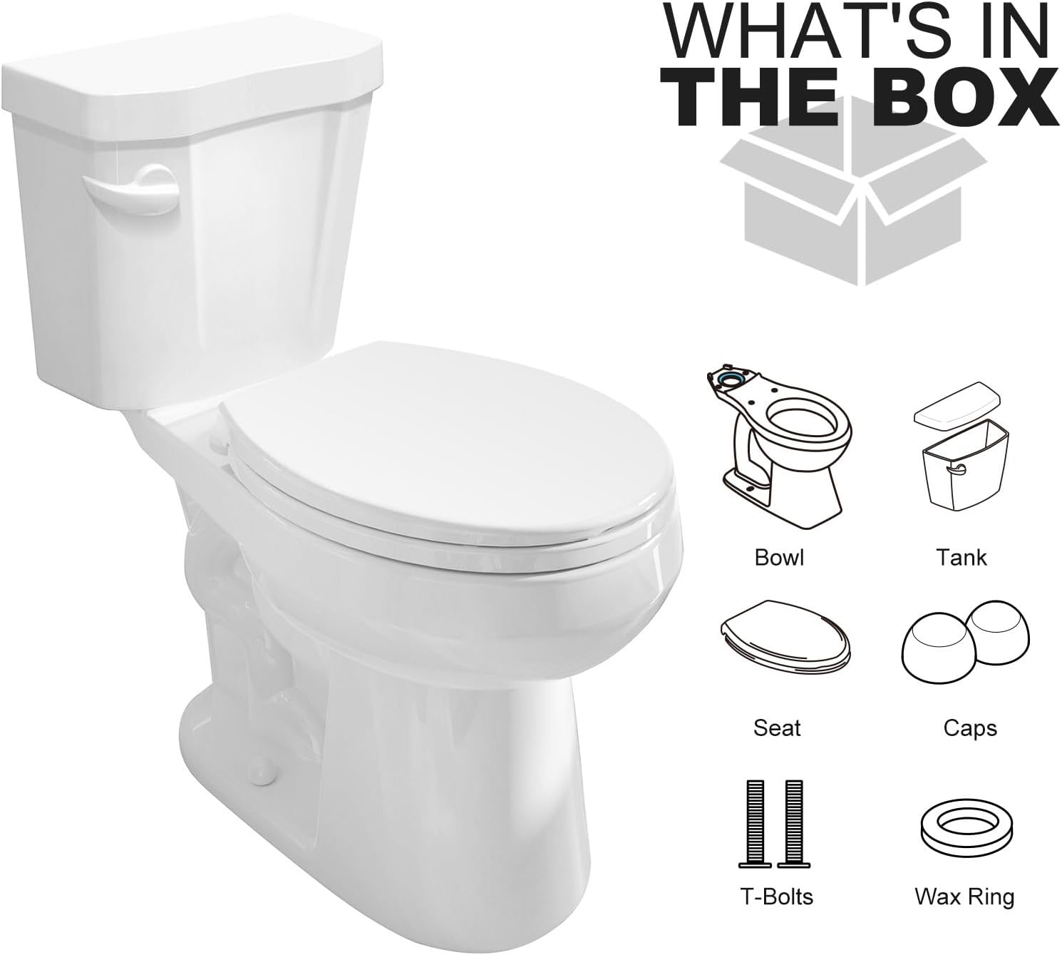 HOROW 17 Inch Compact Tall Toilet for Seniors, Two Piece Toilet for Small Bathroom with Powerful 1.28 GPF Single Flush, MAP 1000g, ADA Chair Height, Soft-Close Seat, and Round Bowl, HR-R17S