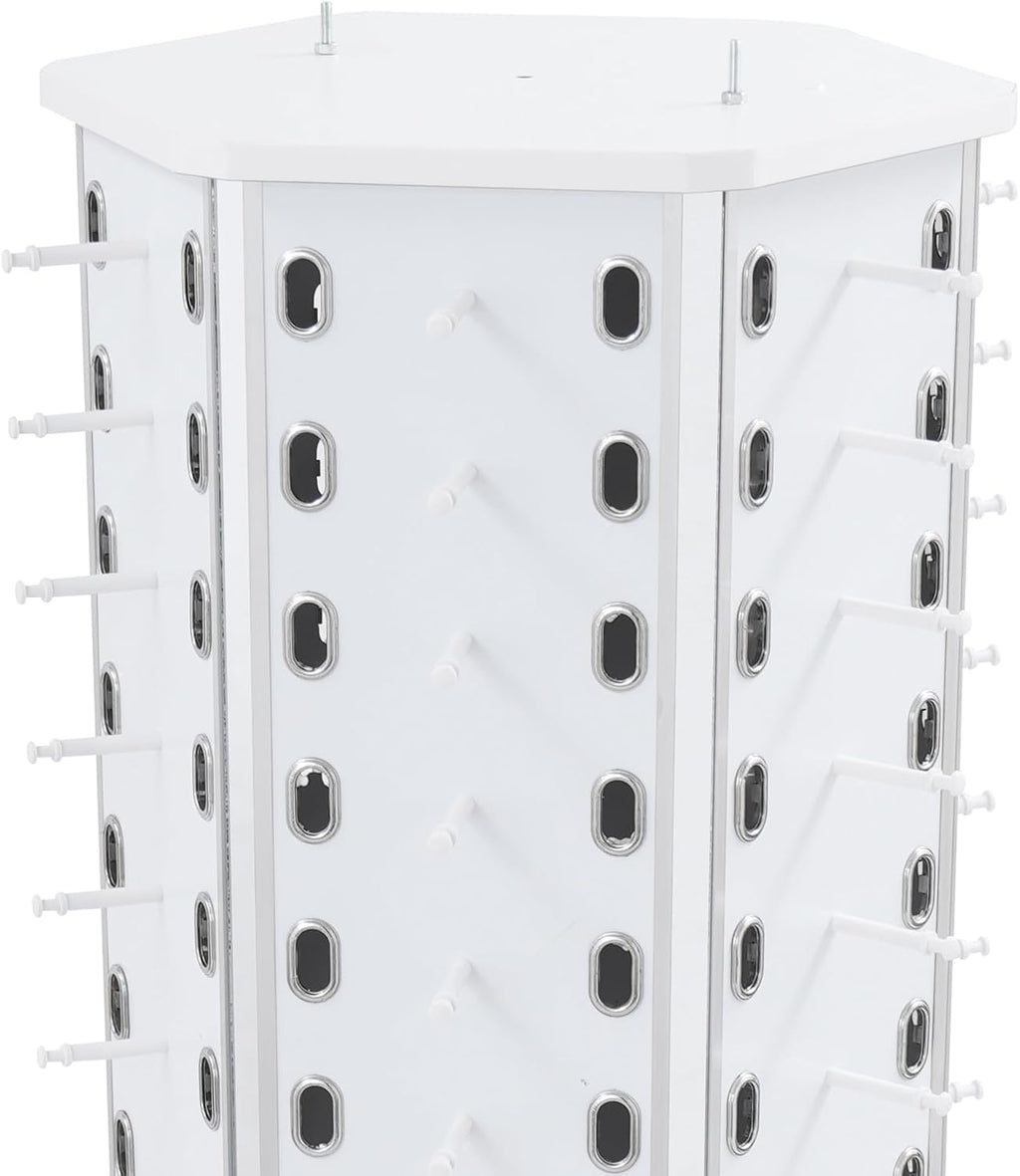 Sunglasses Retail Display Rack, 6-Sided Wood Floor-standing Eyeglass Holder, 102-Pair Eyewear Holder, 360°Rotating, with Storage Cabinet & 4 Swivel Wheels for Retail Exhibition (White&Yellow)