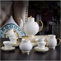 Beverage Serveware 15-piece simple European style gold edge bone china coffee cup and saucer modern teapot and tea cup set Water Carafe