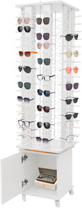 144 Capacity Eyeglass Display Stand 360° Rotating Sunglasses Rack Organizer Holder with Base Square Freestanding Countertop Spinner for Retail Boutique (White, 144 Pairs)