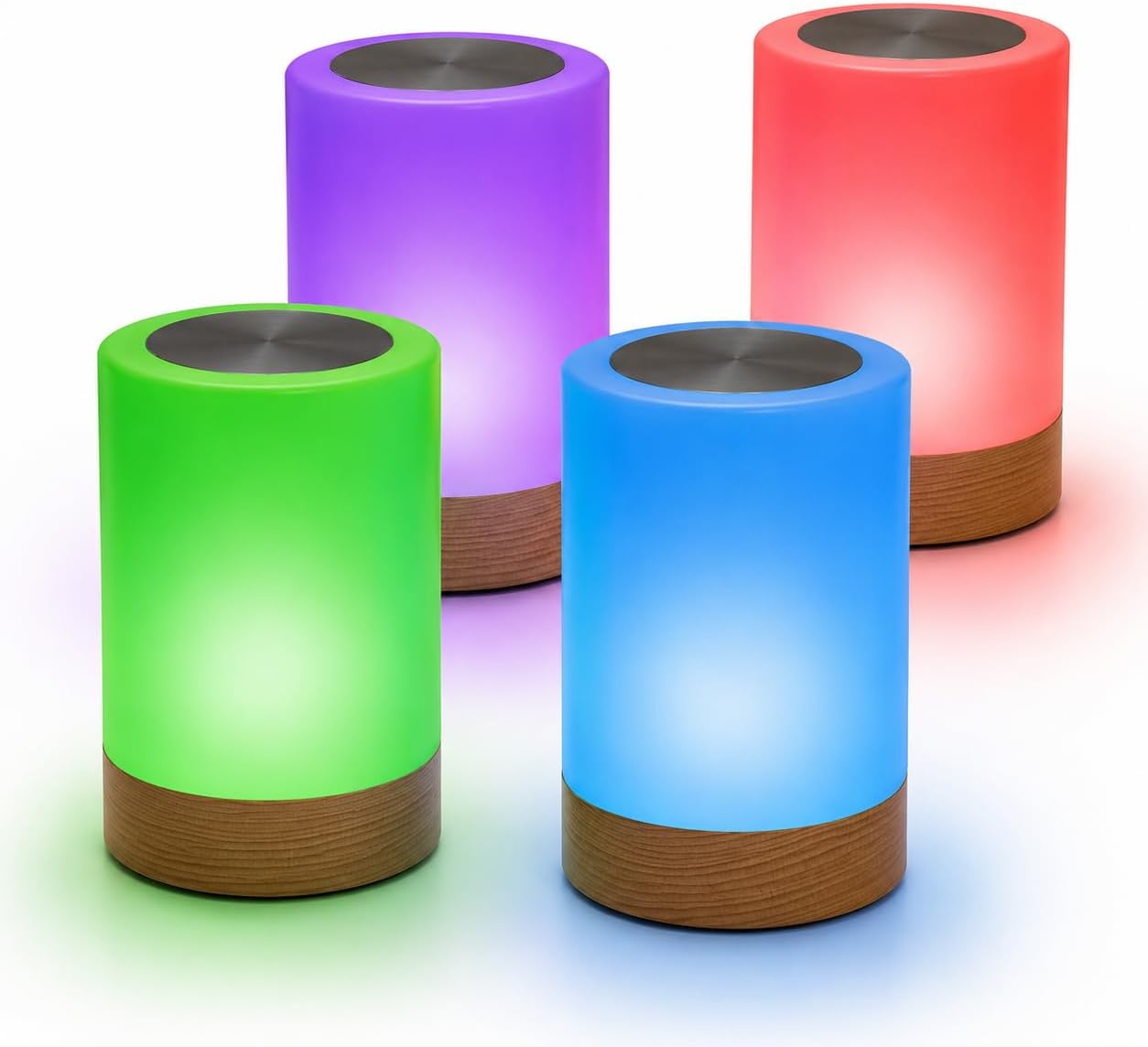 Friendship Lamp Lumi by Filimin - Best Friend WiFi Touch Lamp Real Beech Wood LED Light for Long-Distance Connection, Relationship, Friendship, Gifts, Couples, App Setup - No Subscription Set of 4