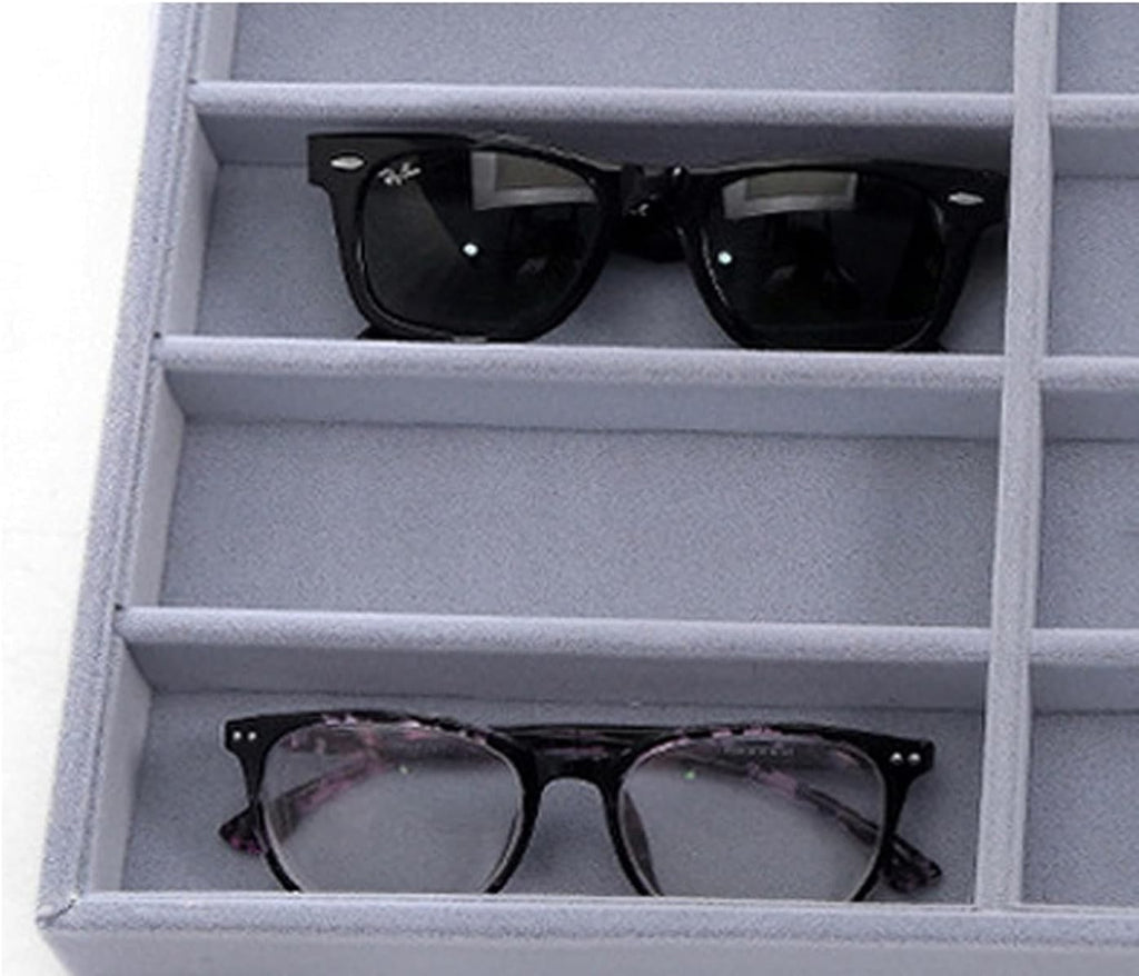 Stands Glasses Storage Organizer Gray 12 Grids Sunglasses Display Box Eyewear Display Glasses Stand Props Jewelry Organizer Tray Fashion Cases Eyeglasses Display Holder