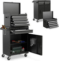 IRONMAX 5-Drawer Rolling Tool Chest, 2-in-1 Detachable Heavy Duty Tool Box Storage Cabinet with Auto Lock, Adjustable Shelf & Hooks, Metal Toolbox on Wheels for Garage Workshop (Black)