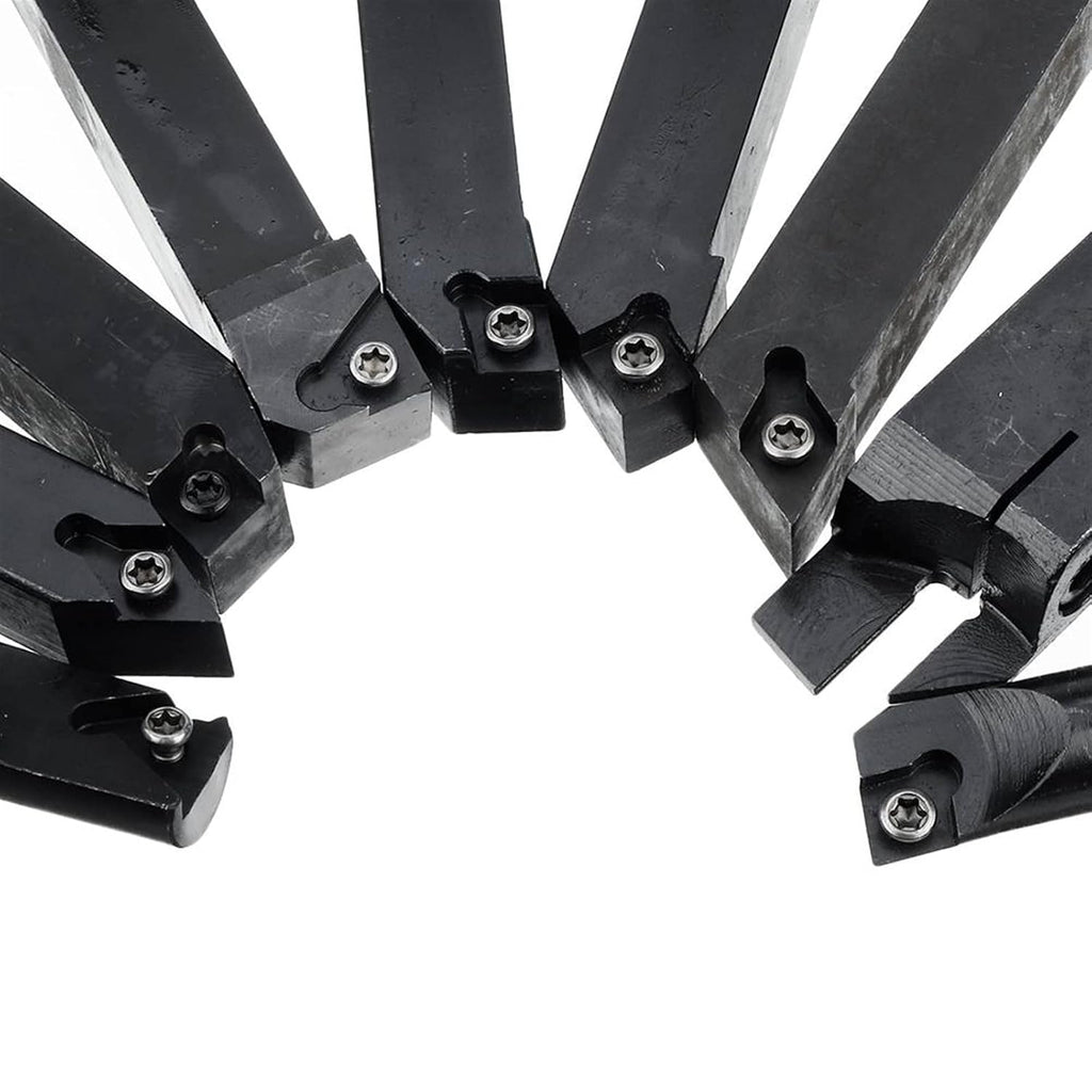 9Pcs/Set 16mm Shank Lathe Boring Bar Turning Tool Holder Kit with Inserts CNC Cutting Tool Holder for Lathe Machine Tool Machinist Lathe Tools