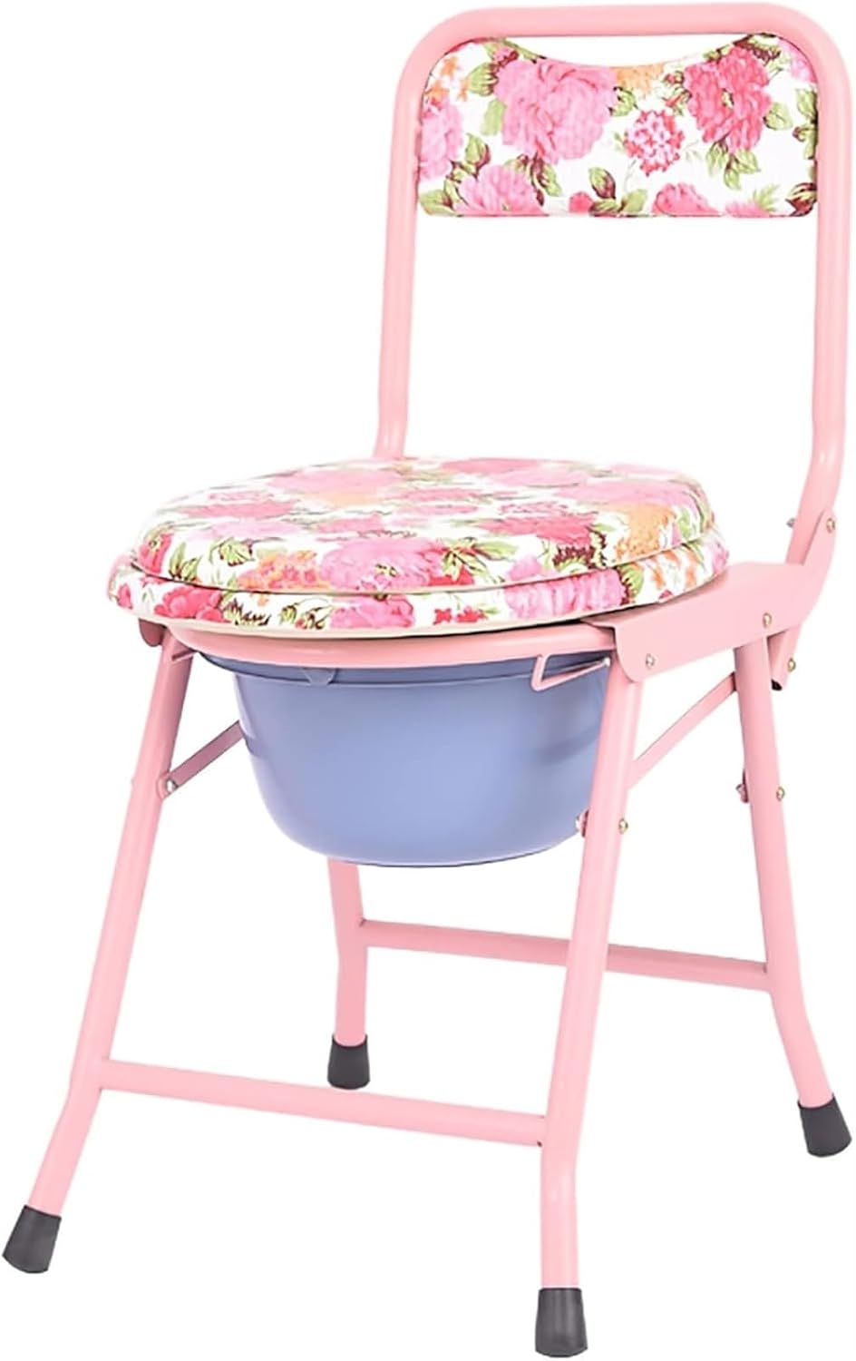 Bedside Commode,Toilet Seat with Handles Toilet Chair Foldable Lightweight with Padded backrest Bucket Suitable for The Elderly and Disabled