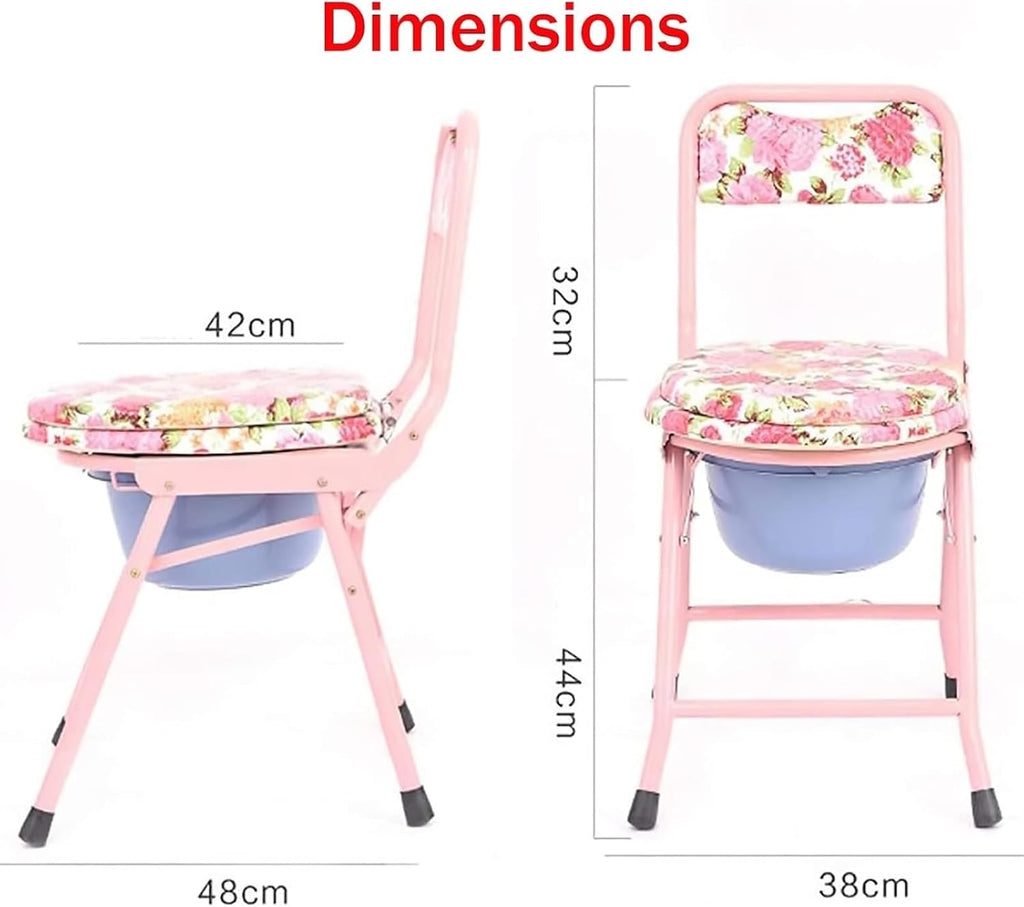 Bedside Commode,Toilet Seat with Handles Toilet Chair Foldable Lightweight with Padded backrest Bucket Suitable for The Elderly and Disabled