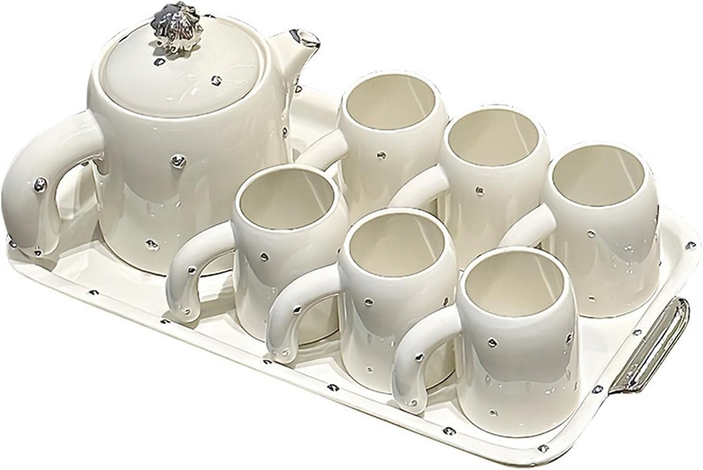 Beverage Serveware Ceramic cold kettle set, household living room water cup, ceramic teapot, tea cup, cold kettle, high temperature resistant Water Carafe