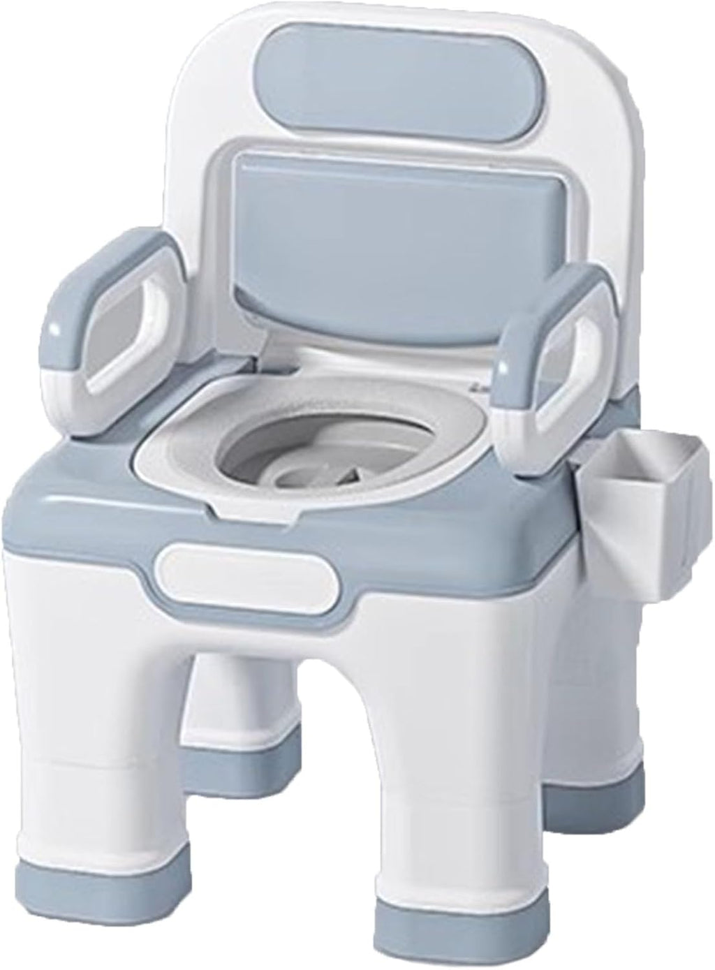 Raised Toilet Seat with Handles, Elevated Handicap Toilet Seat Riser for Seniors with Soft Padded, Height Adjustable, Stand Alone Toilet Safety Frame, Fit Any Toilet, Blue, PP Material