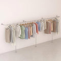 Creative Clothing store clothes Rail Silver Wall mounted Garment Racks, industrial pipe clothing rack T-shaped retail garment display stand, Heavy Duty Closet Storage Organizer Towel Hanging Bar