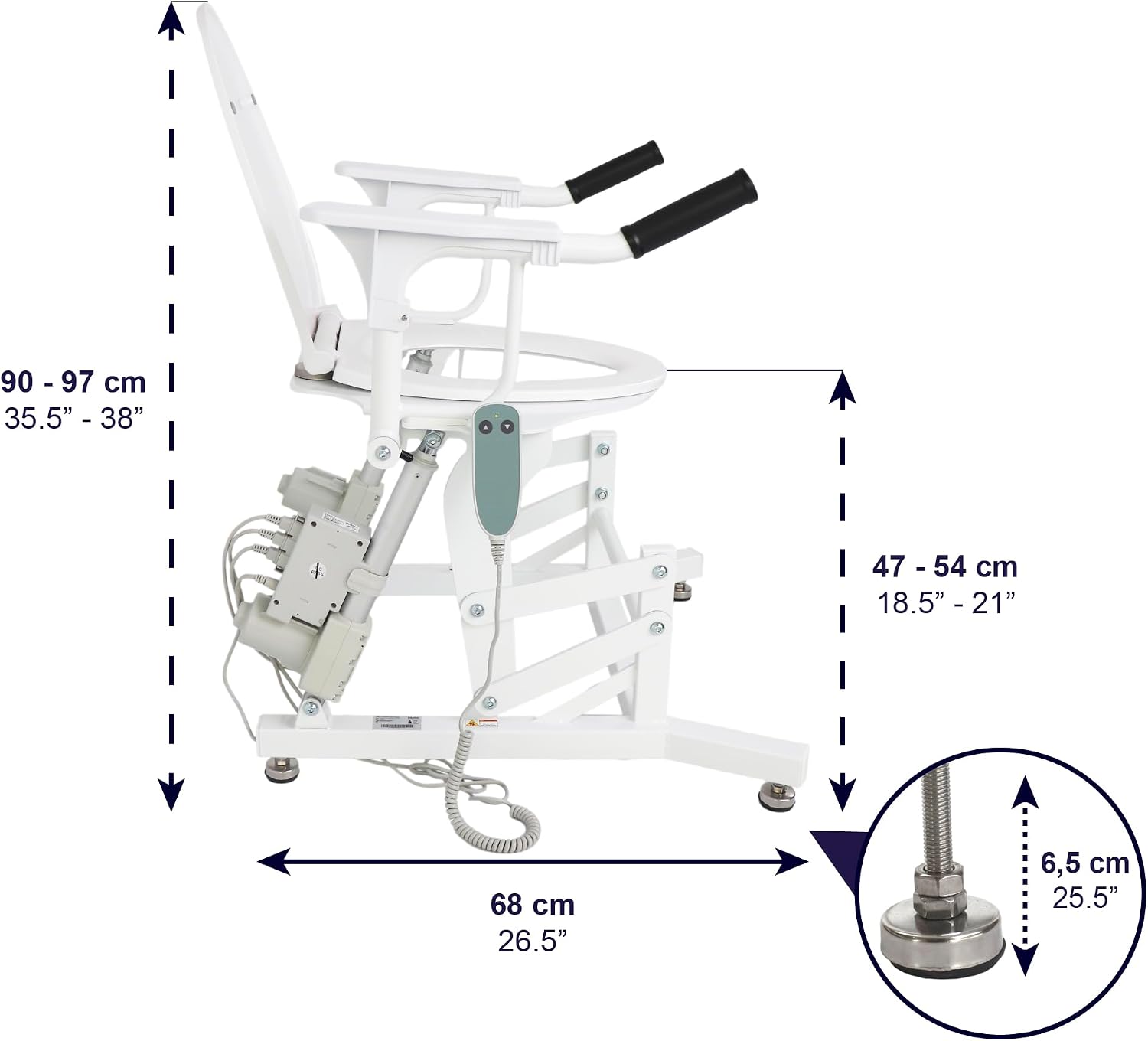 KMINA Electric Toilet Seat Lift Riser with Handles, Powered for Elderly, Height Adjustable