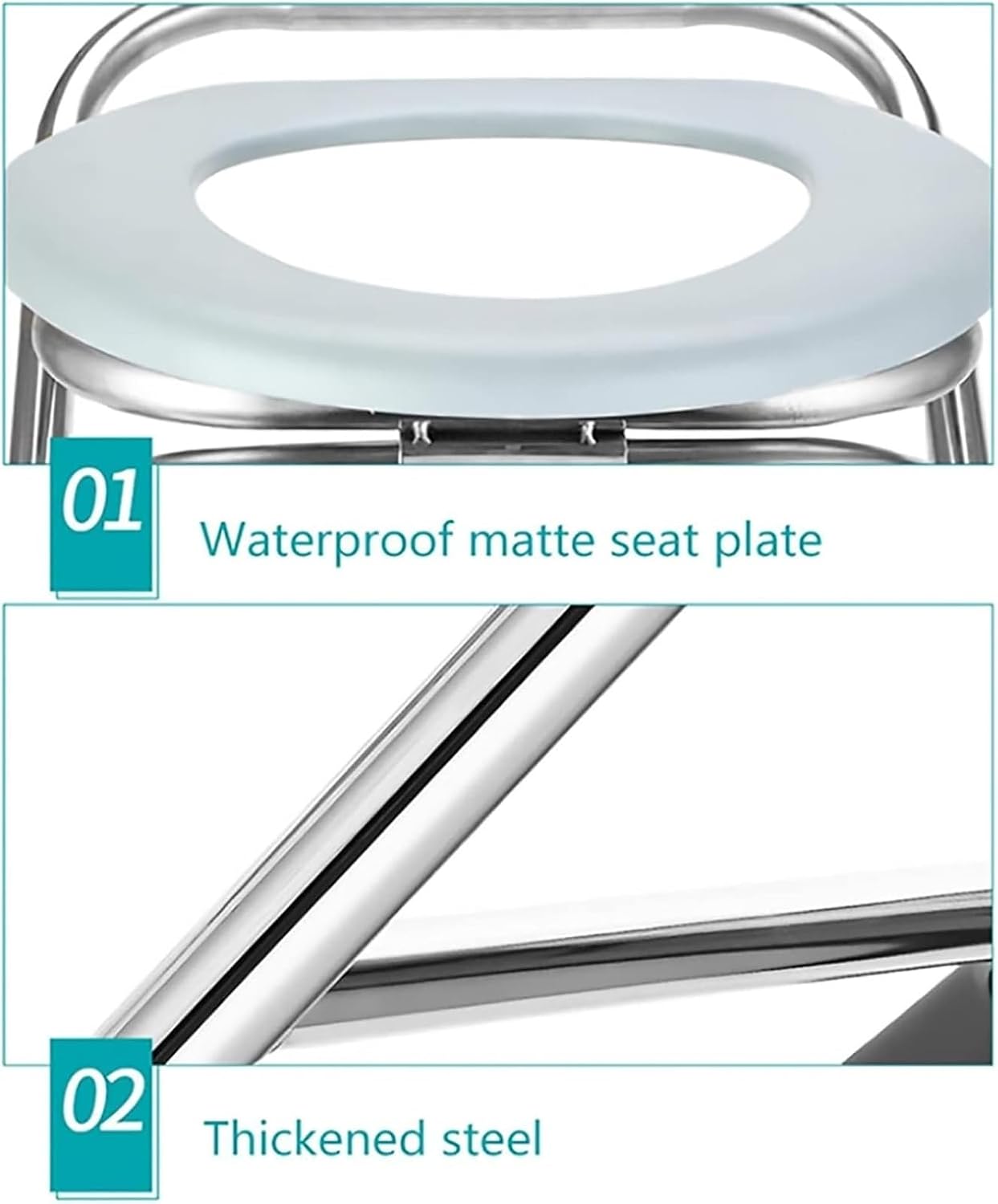 Bedside Commode,Toilet Seat with Handles Portable Camping Commode Chair Waterproof Non-Slip with Lid Perfect Lightweight Toilet Seat for Camping