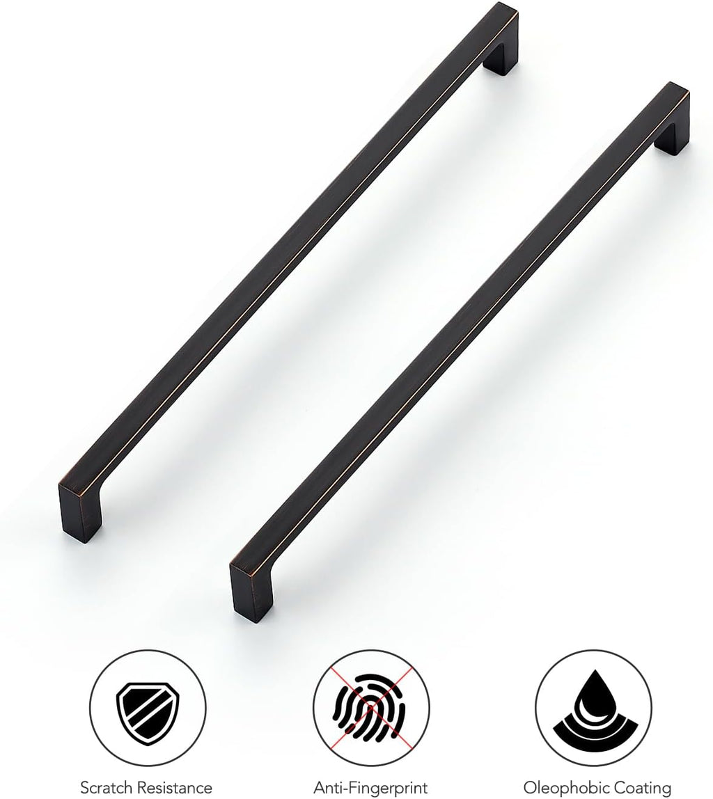Ravinte 30-Pack 10-Inch Solid Square Cabinet Pulls - Oil-Rubbed Bronze Handles for Kitchen Cabinets & Drawers