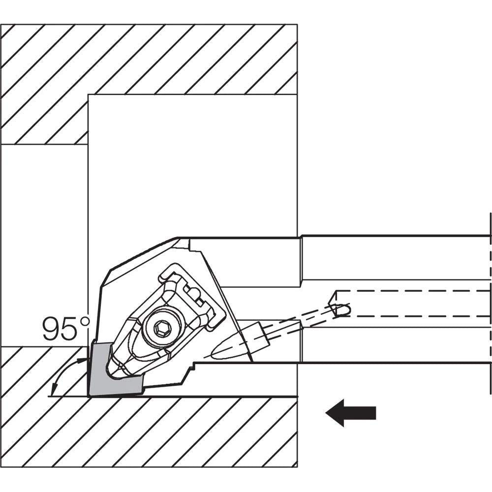 Kyocera A25RDCLNL1232 Left-Hand, Negative Rake, Double-Clamp Coolant-Through Boring Bar with 5 Degree Lead Angle and 32.00mm Minimum Bore Dia.