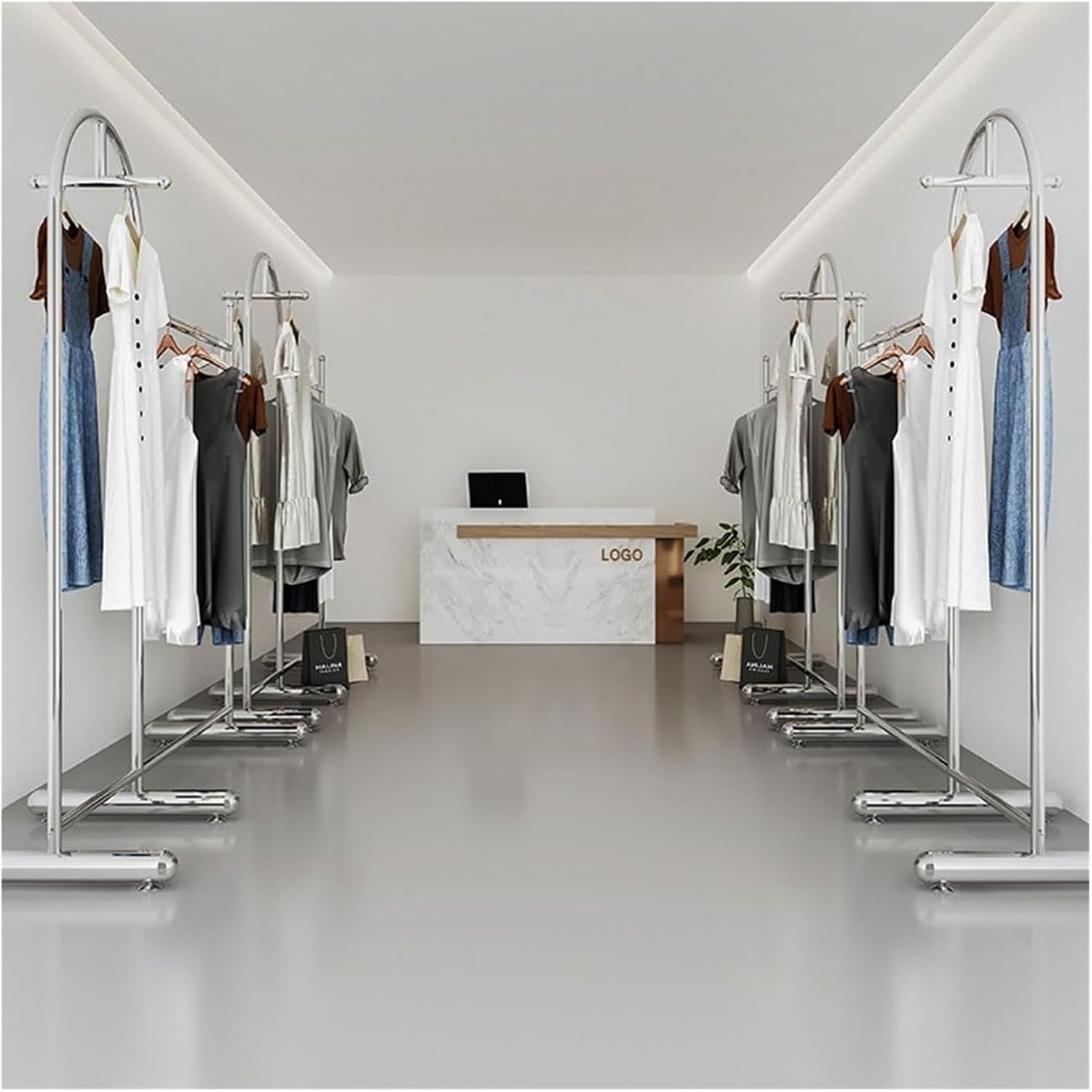 Clothes Rail Garment Rack Commercial Heavy Duty Garment Rack, Stainless Steel Clothing Rack Free Standing Coat Rack for Bedroom Clothes Drying Rack for Hanging Clothes, Silver-110x40x170cm