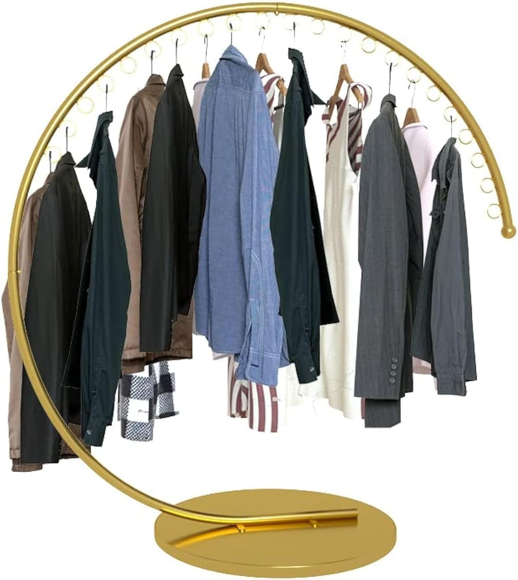 Boutique Display Heavy Duty Portable Clothing Rack, Commercial Grade Metal Garment Rack with Stable Base for Hanging Clothes(Gold, 150CM)