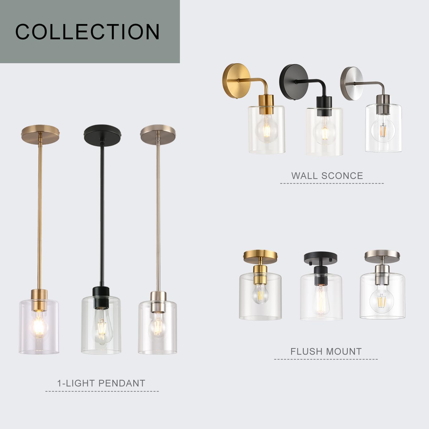 Brass Pendant Lights Kitchen Island - Gold Clear Glass Pendant Light Fixture Multiple Stems Rods 3 Units 12 Inch 3 Units 4 Inch (3 Pack Brass)