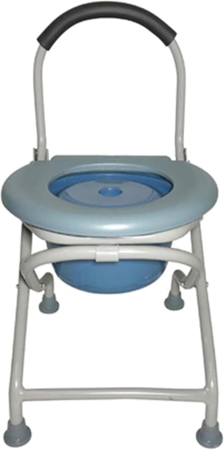 Toilet Chair Lightweight Shower Chair Bariatric Toilet Seat Folding Potty Chair with Bucket/Lid Safety Steel Frame Bathroom Support Bathroom Safety