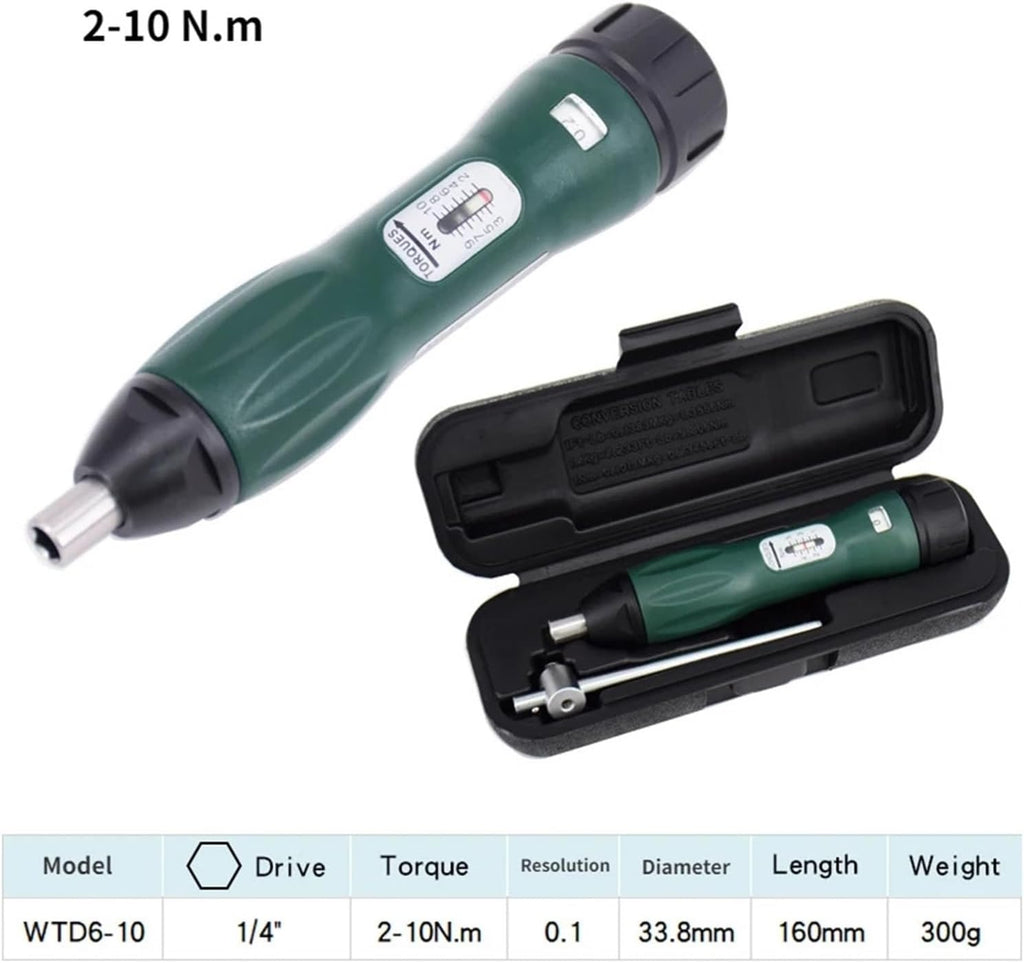 Digital Torque Wrench, High Precision Adjustable Torque Screwdriver 0.4-10NM 1/4 Hexagonal Hole Reaches The Preset Value And Is Non-slip,Electronic(0.4-2NM)