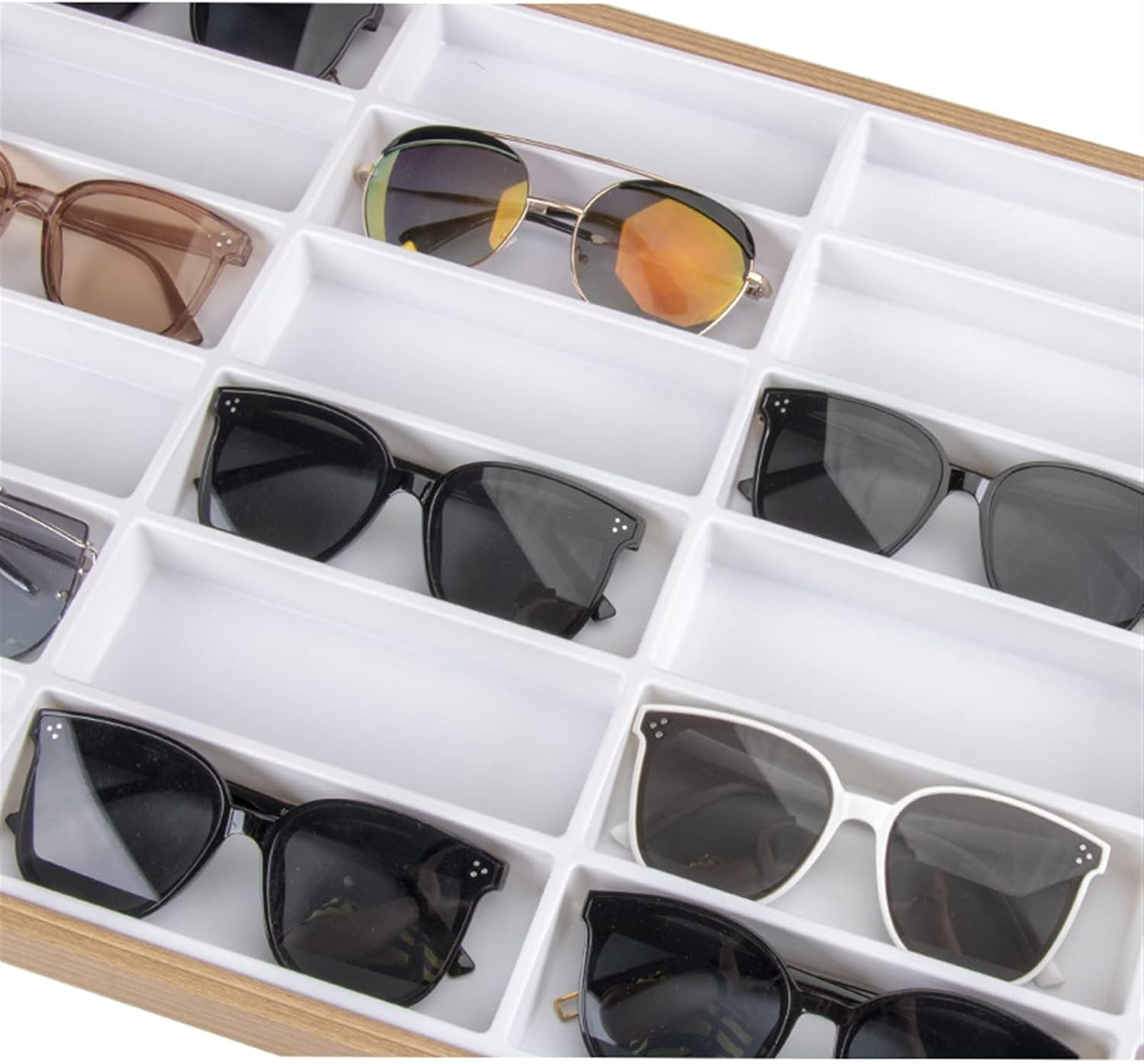 Eyewear Showcase Shelf Rack 24 Grid Velvet Glasses Display Case Glasses Storage Rack Sunglasses Dispaly Tray Eyeglasses Storage Organizer Box Glasses Holder Sunglasses Display Stand ( Color : Inner as