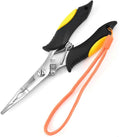 Fishing Pliers, Ice Fishing Gear, Stainless Steel Hook Remover Braid Cutter Rustproof Split Ring Pliers, Fishing Multi-Tools with Lanyard Fishing Gifts for Men (Color : Yellow)