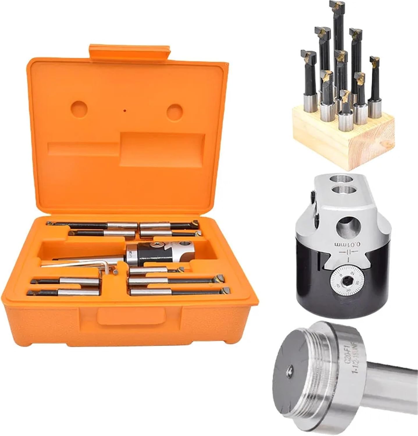 Boring Set F1 2 inche 50mm+9pcs 12mm Draw Bars Boring Head Tool Handle BT30 NT30 MT2 MT3 R8 C20 Rough Mill for Machine Bore(1pcs 75mm Head)
