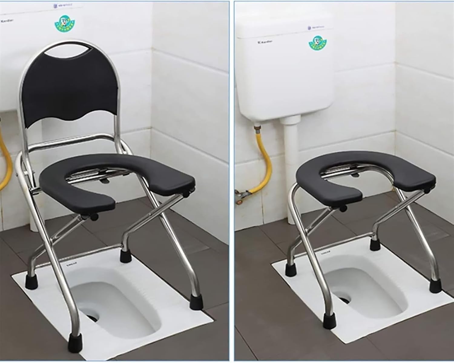 Bedside Commode,Toilet Seat with Handles Chair with Toilet Handicapped Folding armrests Ergonomic seat Non-Slip feet Perforated Folding Portable Toilet Chair