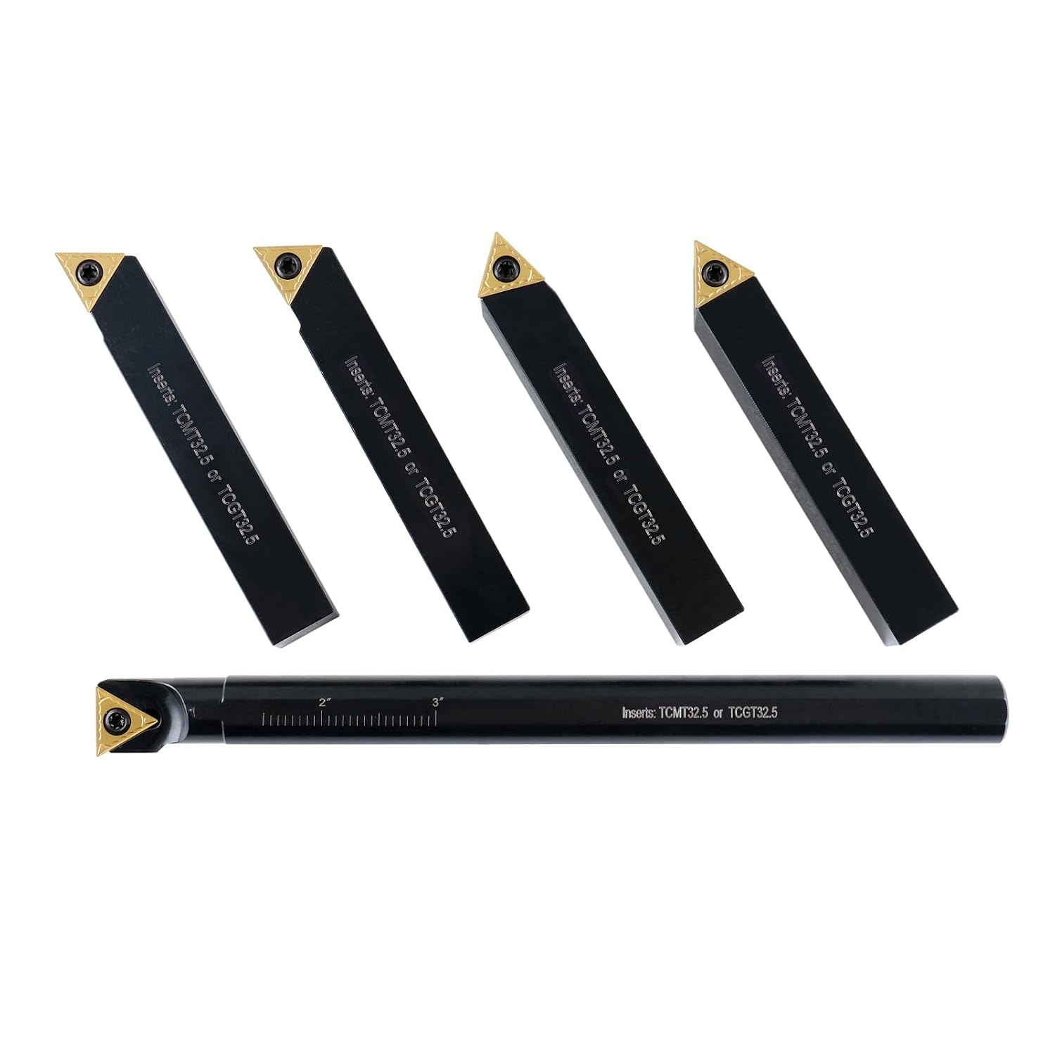 Accusize Industrial Tools Mini Indexable Turning Tool Boring, 5/8 in | Shank Size 5/8 in, Uses TCMT32.5 Inserts, Includes 5 Holders and Boring Bar, 2386-0058