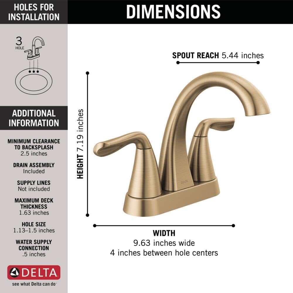 Delta Arvo Centerset Bathroom Faucet, Champagne Bronze 2-Handle Bathroom Faucet, Delta Bathroom Sink Faucet, Gold 3-Hole Bathroom Faucet, Champagne Bronze 25840LF-CZ