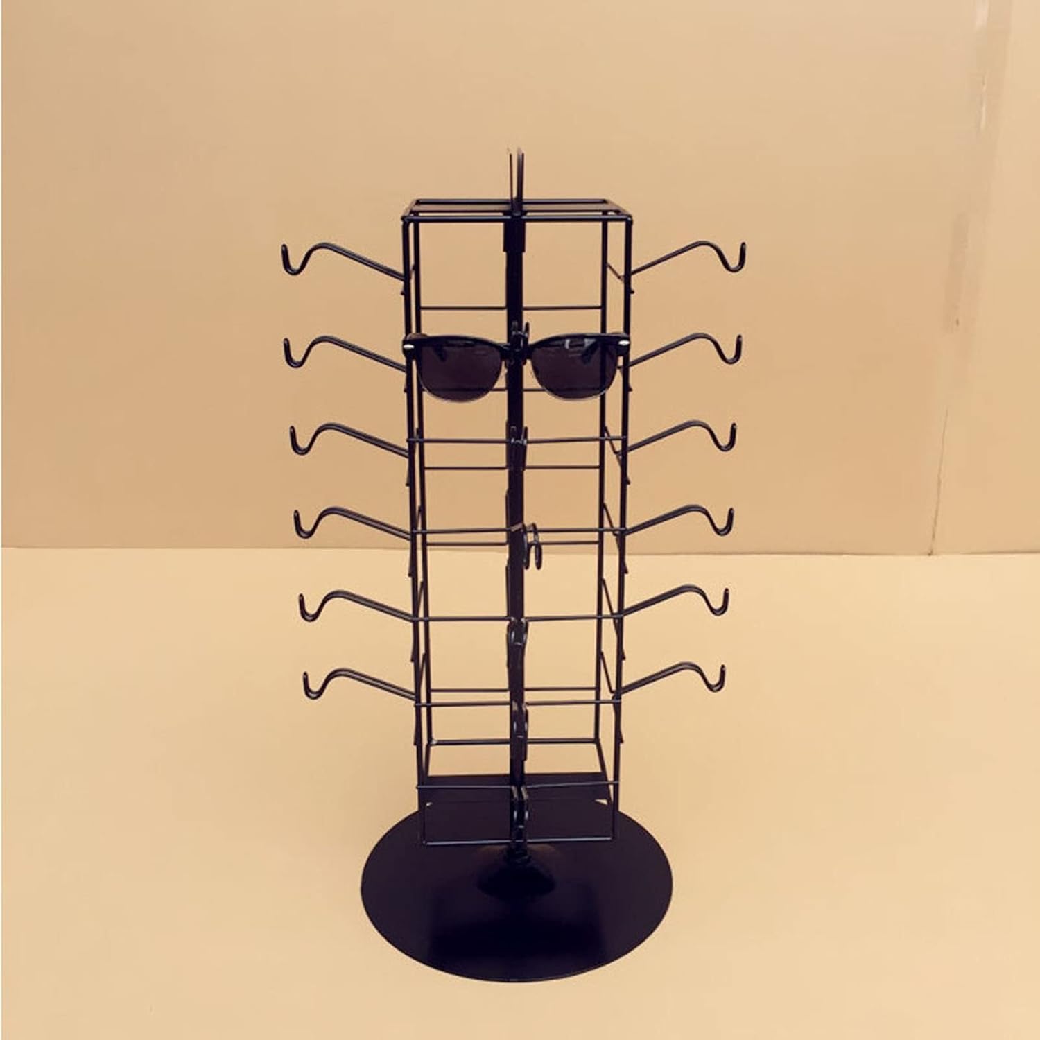 Retail Display Sunglasses Holders Organizer,6 Tiers Table Top Rotating Glasse Stand Storage Eyewear Metal Display Rack,for Exhibition Store Displ