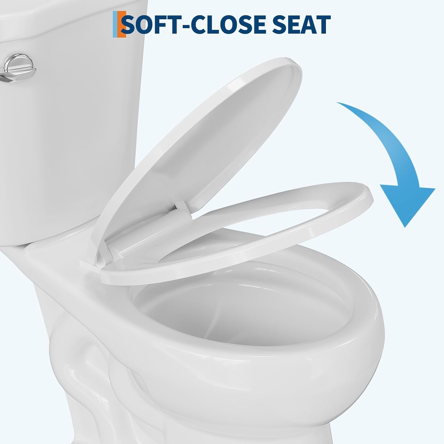 17' Round Two-Piece Toilet with Slow-Close PP Seat – Upgraded Power Flush, Single Side Handle, Includes Tank & Complete Installation Kit – Great for Guest Bathroom or Basement