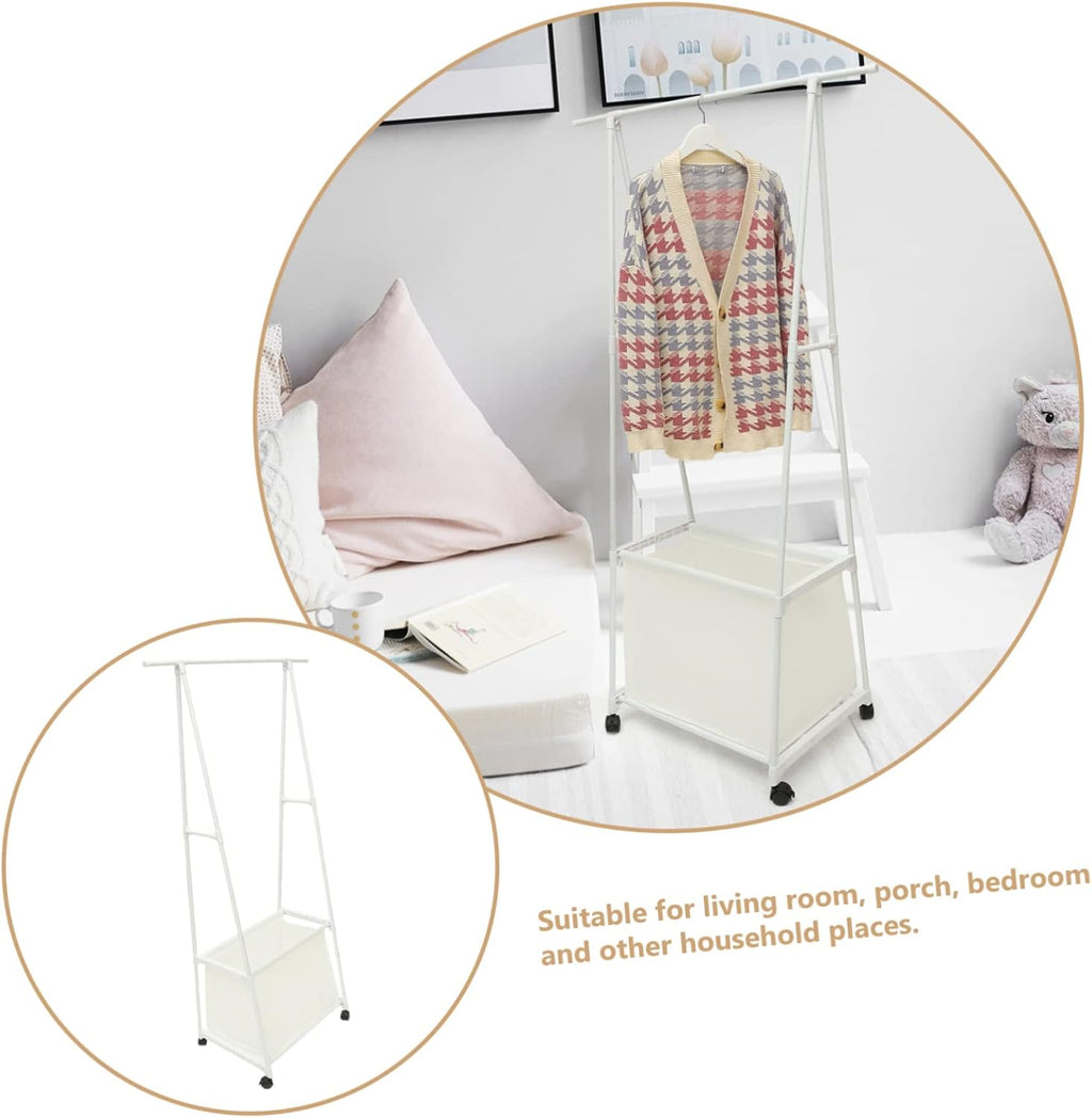 Garment Rack Wheels Stand for Clothes Hats and Shoes Versatile Freestanding Coat Rack for Living Room Bedroom and Dorm Use