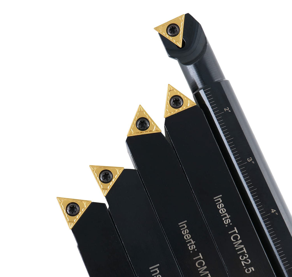 Accusize Industrial Tools Mini Indexable Turning Tool Boring, 3/4 in | Shank Size 3/4 in, Uses TCMT32.5 Inserts, Includes 5 Holders and Boring Bar, 2386-0034