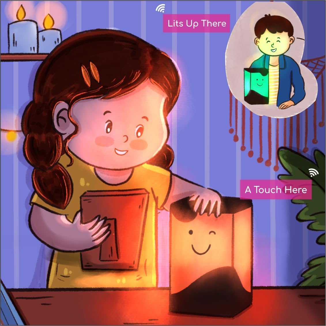 ZOCI VOCI Friendship Lamps, Telepathy Toddlers, Long Distance WiFi Touch Light, Stay Connected from Anywhere, 250+ Colors, Gift for Couples, Friends & Family, Father's Day, No Subscription (Set of 4)