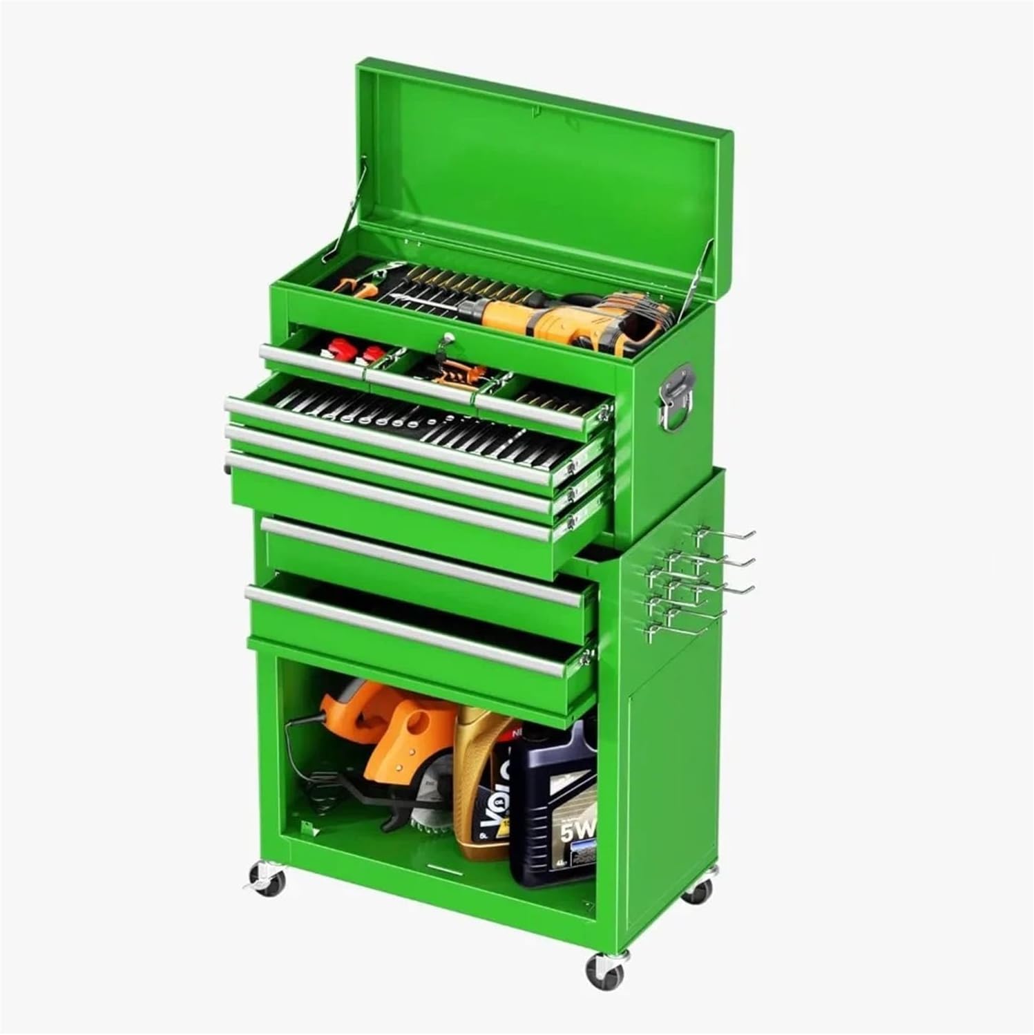 Tool Box Rolling Tool Chest, 8-Drawer Tool Box, 2 in 1 Detachable Tool Chests & Box, Portable Steel Tool Cabinets w/Lockable Wheels & Sliding Drawers for Warehouse, Garage Hardware Toolbox