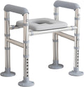 Toilet Seat Risers for Seniors, Raised Toilet Seat with Handles, 440lb Capacity, Adjustable Commode Chair with Non-Slip Padded Seat, Fits Most Toilets