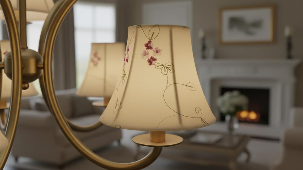 Aspen Creative 30055-9A, Bell Clip-On Chandelier Lamp Shade, Apricot, 3' Top x 6' Bottom x 5' Slant Height, Set of 9