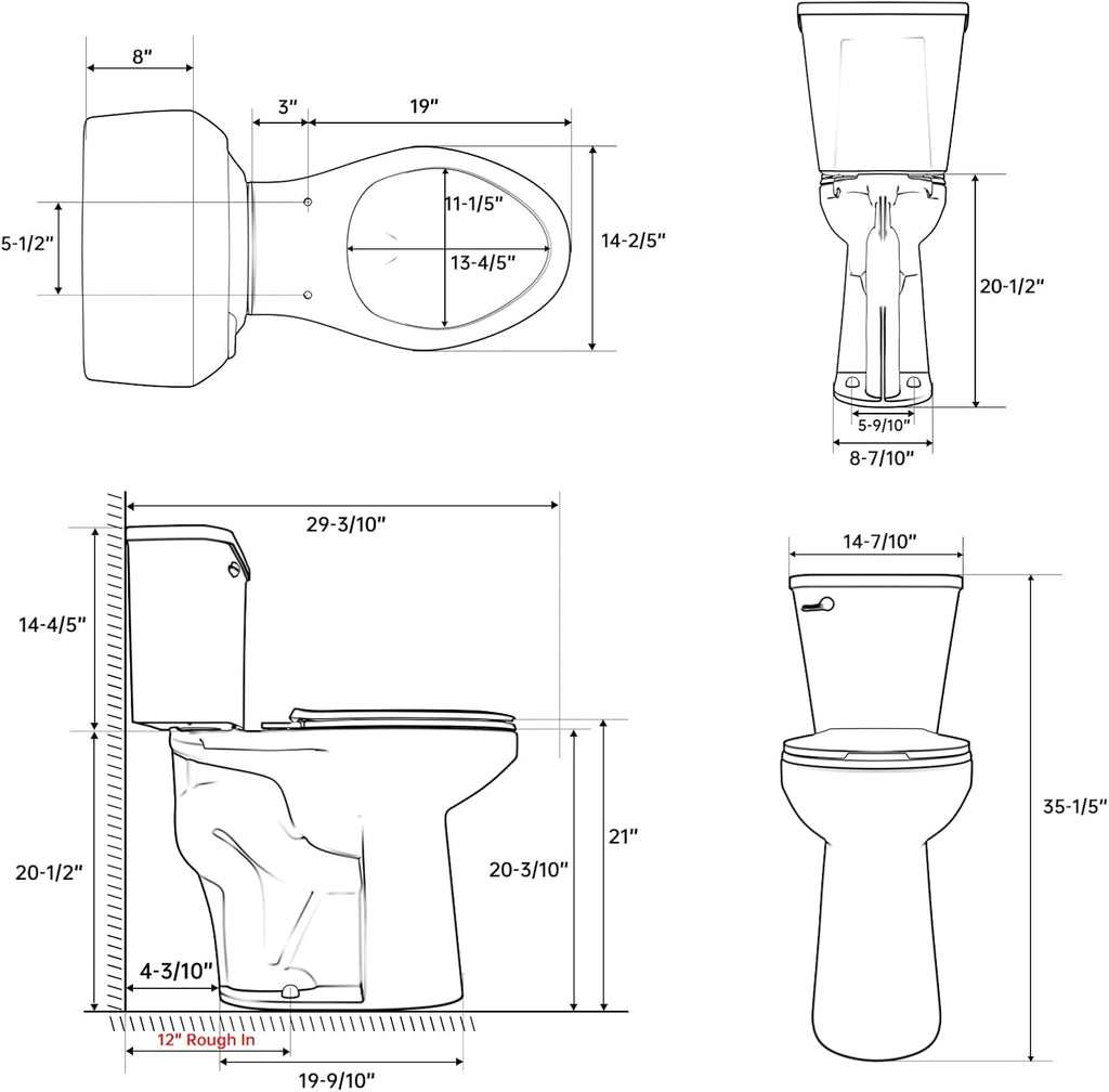 SUPERFLO 21 Inch High Toilet Elongated Extra Tall Toilets with Comfort Height Toilet Seat & 1.28 GPF Single Flush, Suitable For Seniors & Tall Person