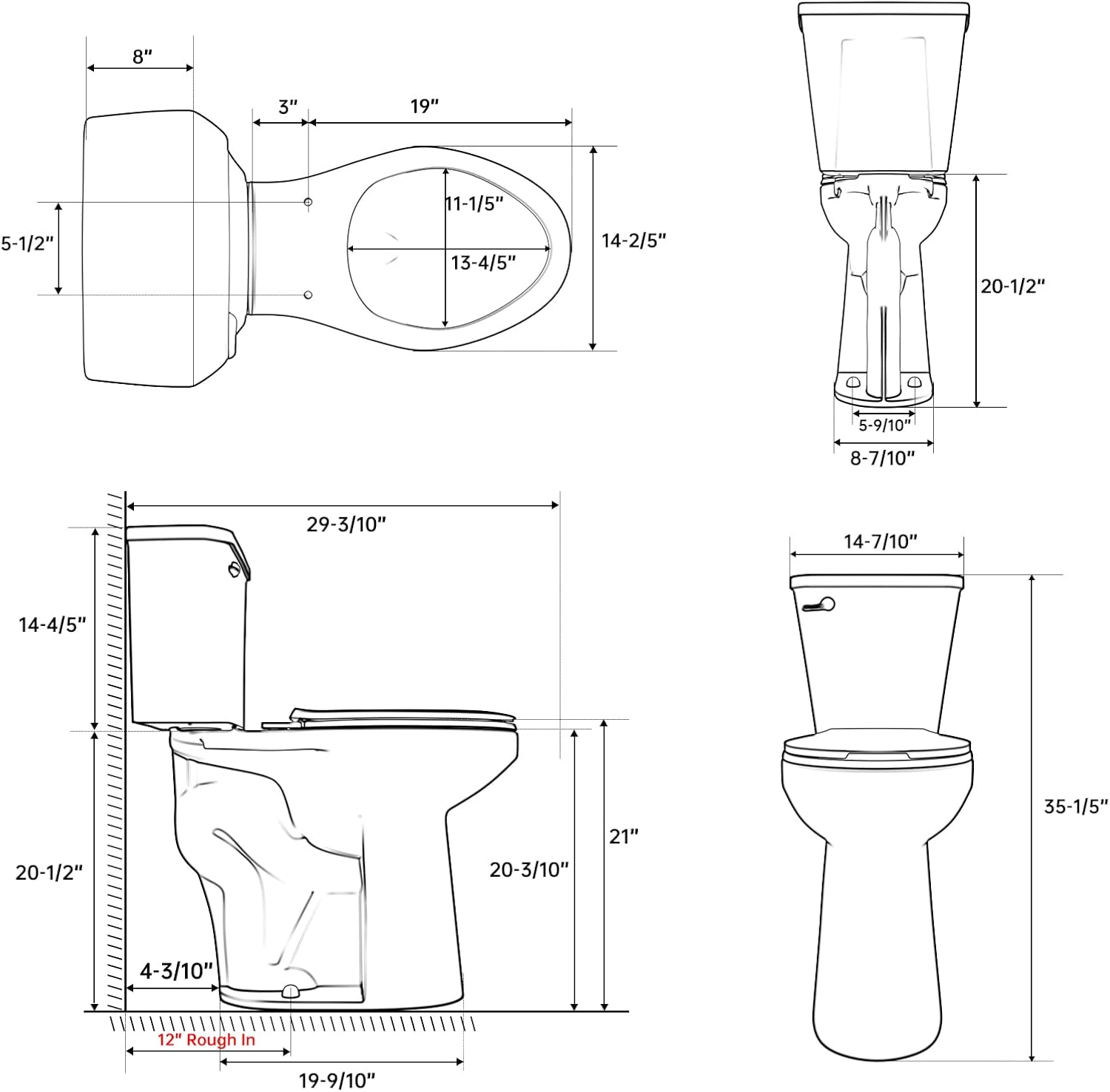 SUPERFLO 21 Inch High Toilet Elongated Extra Tall Toilets with Comfort Height Toilet Seat & 1.28 GPF Single Flush, Suitable For Seniors & Tall Person