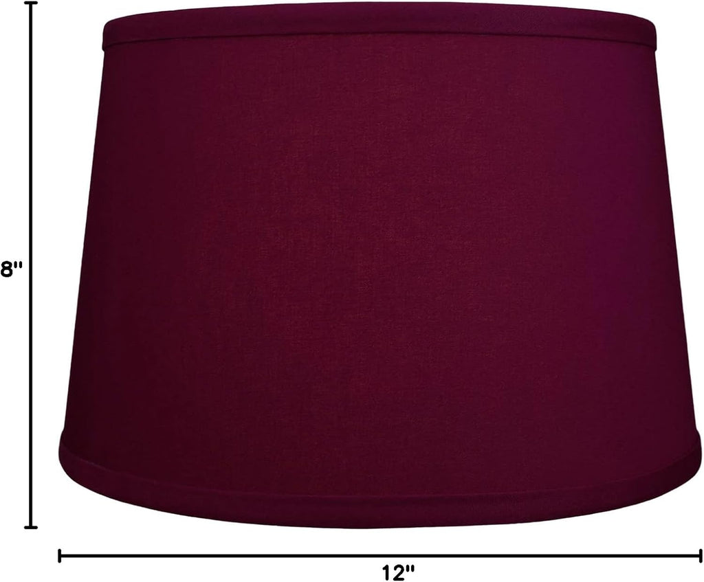 FenchelShades.com Set of 2 Lampshades 10' Top Diameter x 12' Bottom Diameter x 8' Slant Height with Washer (Spider) Attachment. Attaches to Lamps with an existing Harp (not included) (Linen Burgundy)