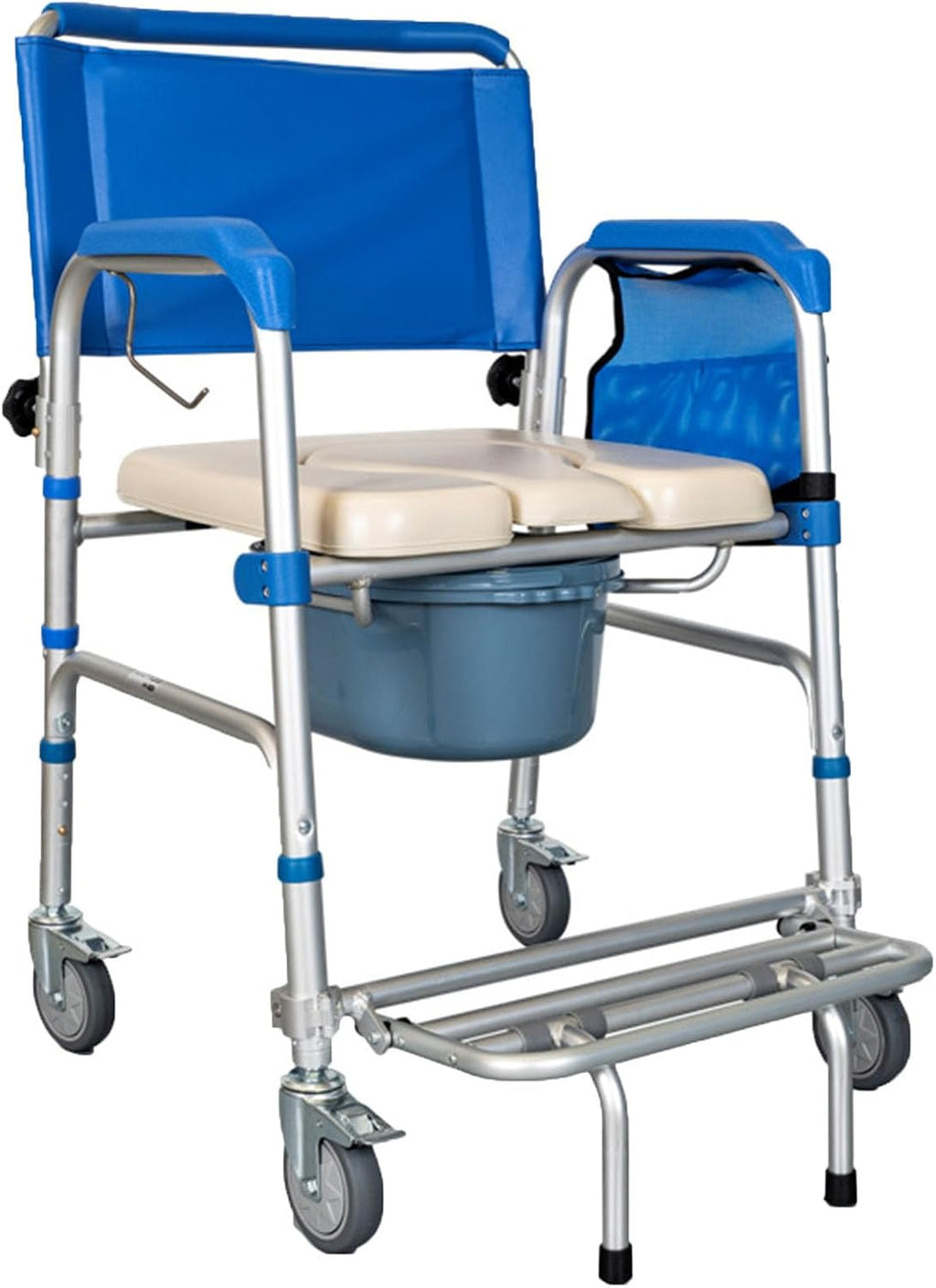 Raised Toilet Seat with Handles Up to 500 Lbs, Elevated Handicap Toilet Seat Riser for Seniors with Soft Padded, Height Adjustable, Bedside Commode Wheelchair, Fit Any Toilet, Blue