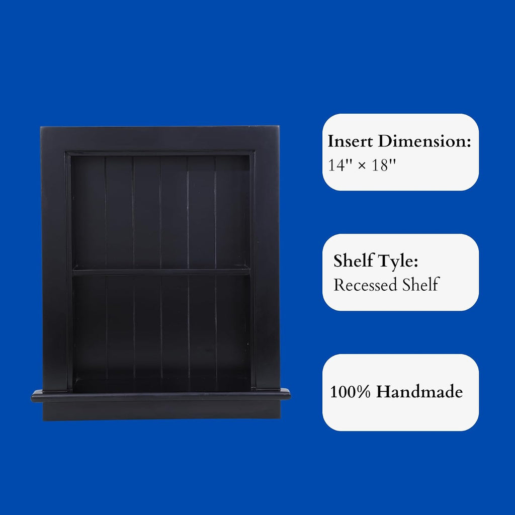 14 x 18 Medicine Cabinet Recessed, Wall Niche, Bathroom Wall Cabinet, 3-Tier, Between Studs Shelving for Drywall, Black
