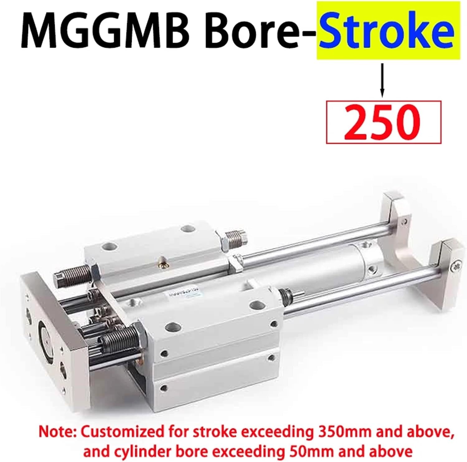 1pcs Three-axis Three Bar Pneumatic Cylinder with Guide Rod Bore 20/25/32/40/50/63 Long Stroke 75 100 150 200 300-1000mm(250mm,Bore 40)
